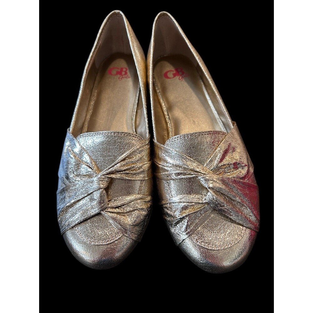 GB Girls Dress Shoes Gold Lame Shiny Size 5 M  Flats